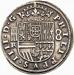 Large Obverse for 8 Reales 1636 coin