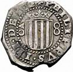 Large Obverse for 8 Reales 1651 coin