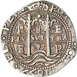 Large Obverse for 8 Reales 1657 coin