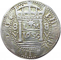 Large Obverse for 8 Reales 1659 coin