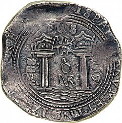 Large Reverse for 8 Reales 1657 coin