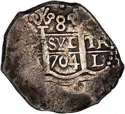 Large Obverse for 8 Reales 1704 coin