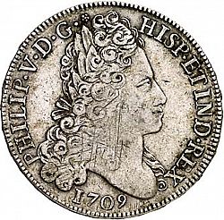 Large Obverse for 8 Reales 1709 coin