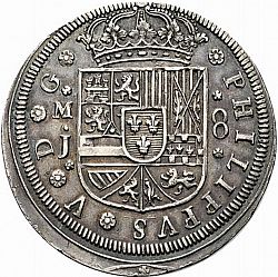 Large Obverse for 8 Reales 1710 coin