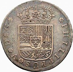 Large Obverse for 8 Reales 1729 coin