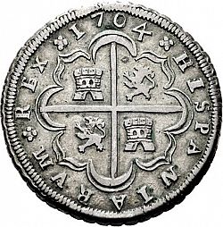 Large Reverse for 8 Reales 1704 coin