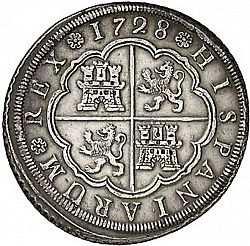 Large Reverse for 8 Reales 1728 coin