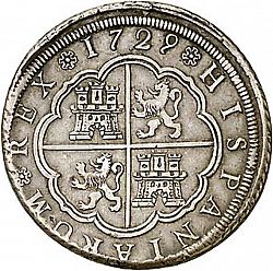 Large Reverse for 8 Reales 1729 coin