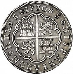 Large Reverse for 8 Reales 1730 coin