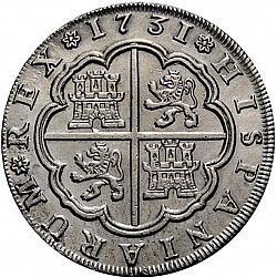 Large Reverse for 8 Reales 1731 coin