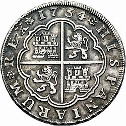 Large Reverse for 8 Reales 1734 coin
