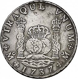 Large Reverse for 8 Reales 1737 coin