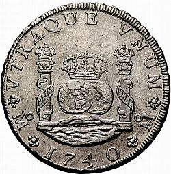 Large Reverse for 8 Reales 1740 coin