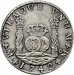 Large Reverse for 8 Reales 1742 coin