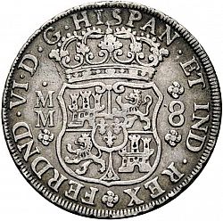 Large Obverse for 8 Reales 1754 coin