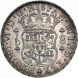 Large Obverse for 8 Reales 1755 coin