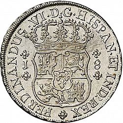 Large Obverse for 8 Reales 1758 coin