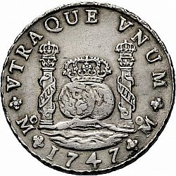 Large Reverse for 8 Reales 1747 coin