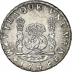 Large Reverse for 8 Reales 1748 coin