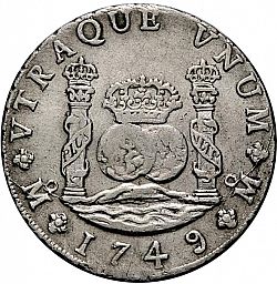 Large Reverse for 8 Reales 1749 coin