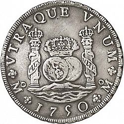 Large Reverse for 8 Reales 1750 coin