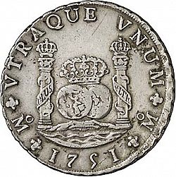 Large Reverse for 8 Reales 1751 coin