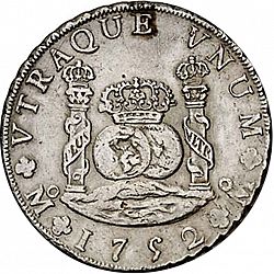 Large Reverse for 8 Reales 1752 coin