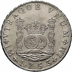 Large Reverse for 8 Reales 1753 coin
