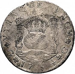 Large Reverse for 8 Reales 1754 coin