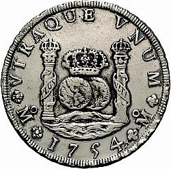 Large Reverse for 8 Reales 1754 coin