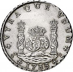 Large Reverse for 8 Reales 1755 coin