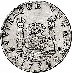 Large Reverse for 8 Reales 1756 coin