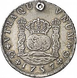 Large Reverse for 8 Reales 1757 coin