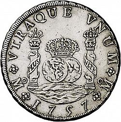 Large Reverse for 8 Reales 1757 coin