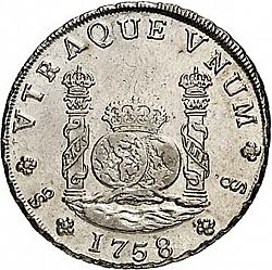 Large Reverse for 8 Reales 1758 coin