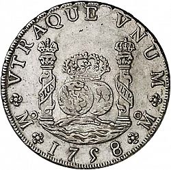 Large Reverse for 8 Reales 1758 coin