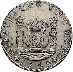 Large Reverse for 8 Reales 1759 coin