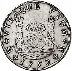 Large Reverse for 8 Reales 1759 coin