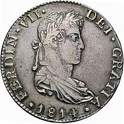 Large Obverse for 8 Reales 1814 coin