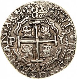 Large Reverse for 8 Reales 1727 coin