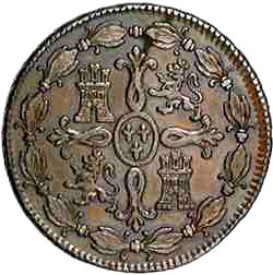 Large Reverse for 8 Maravedies 1773 coin