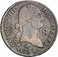 Large Obverse for 8 Maravedies 1788 coin