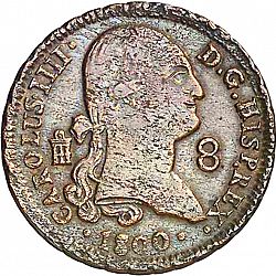 Large Obverse for 8 Maravedies 1800 coin