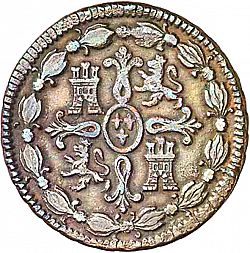 Large Reverse for 8 Maravedies 1800 coin