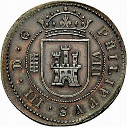 Large Obverse for 8 Maravedies 1616 coin