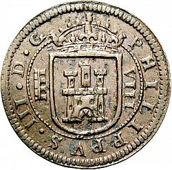 Large Obverse for 8 Maravedies 1618 coin