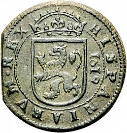 Large Reverse for 8 Maravedies 1619 coin