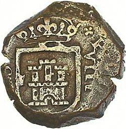 Large Obverse for 8 Maravedies 1623 coin
