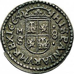 Large Reverse for 8 Maravedies 1664 coin