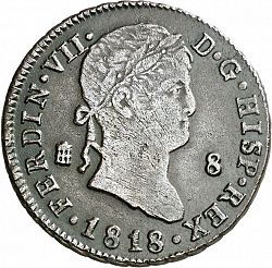 Large Obverse for 8 Maravedies 1818 coin